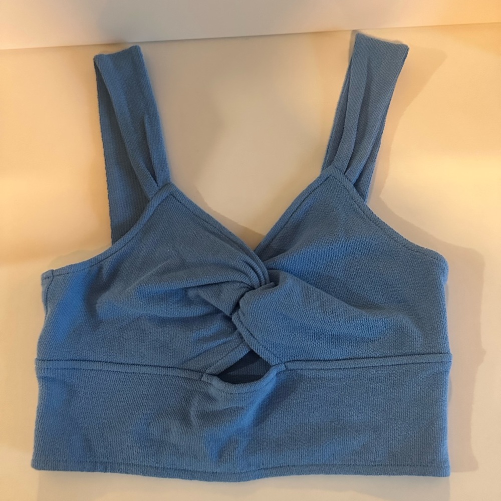 Madewell blue tank with twist detail